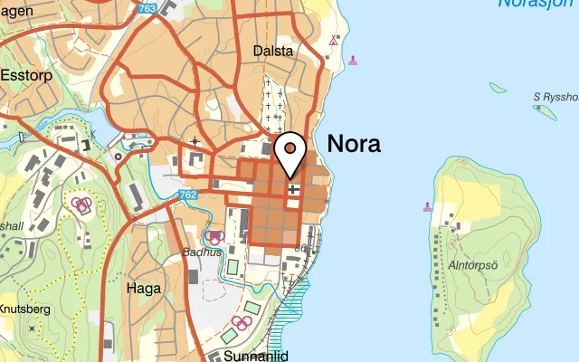 Karta som visar Restaurang Rhodos i Nora AB på Prästgatan 8B, 713 31 Nora