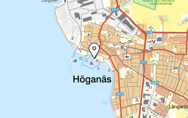 Karta som visar Bryggan på Bryggan Småbåtshamnen 16 B, 263 39 Höganäs