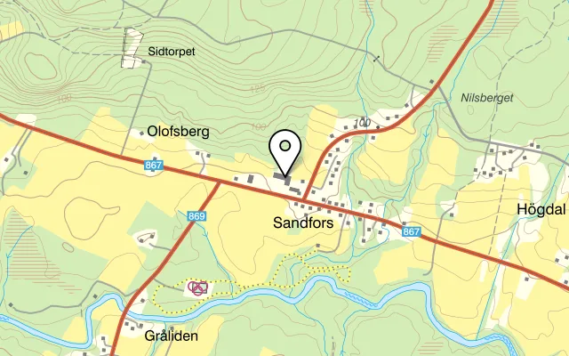Karta som visar Sandforsskolan på Sandfors 88, 934 94 Kåge
