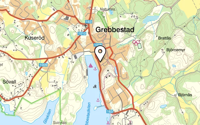 Karta som visar Telegrafen på Nedre Långgatan 28, 457 72 Grebbestad