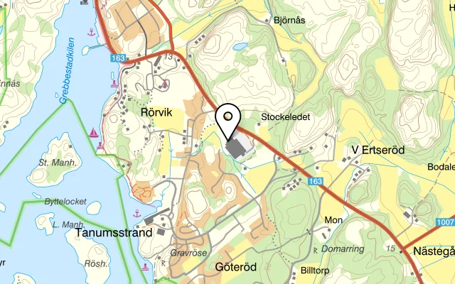 Karta som visar Farmor Ellen på Rörviksvägen 1, 457 95 Grebbestad