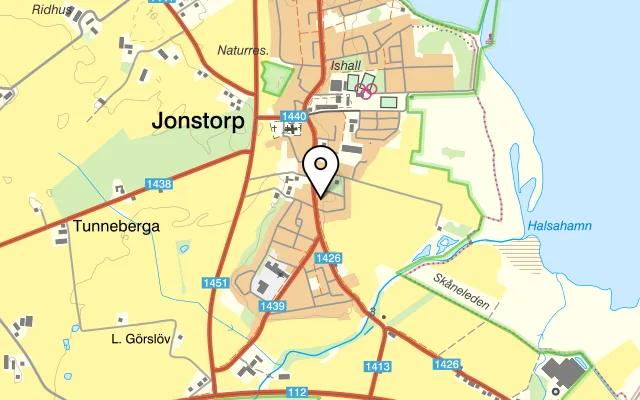Karta som visar Tunneberga Gästgivaregård på Jonstorpsvägen 16, 263 71 Jonstorp