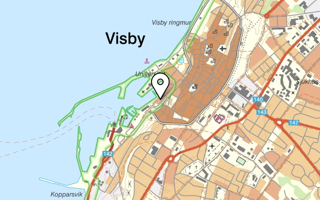 Karta som visar Mel's Diner Hamnen på Skeppsbron 8, 621 57 Visby