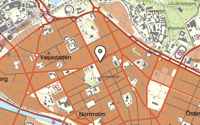 Karta som visar Café Facile på Luntmakargatan 99, 113 51 Stockholm