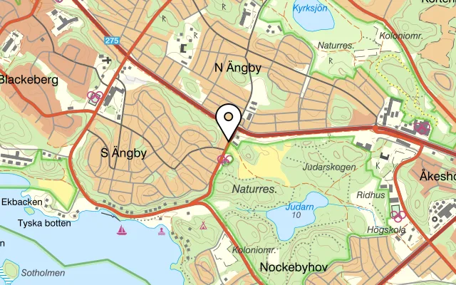 Karta som visar Astrids Ängby på Färjestadsvägen 8, 168 51 Bromma