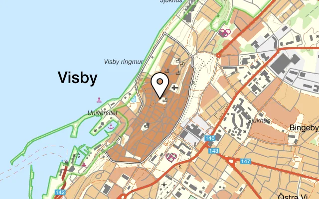 Karta som visar Bakfickan på Stora torget 1, 621 56 Visby