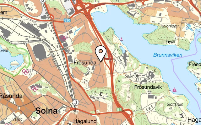 Karta som visar K-märkt på Gustav III:s Boulevard 32, 169 73 Solna