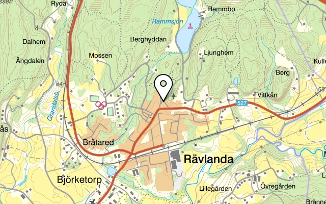 Karta som visar Rävlanda Pizzeria på 438 52, Västergårdsvägen 3, 438 97 Rävlanda