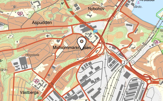 Karta som visar BAgeri Pomona på Svandammsvägen 17, 126 35 Hägersten