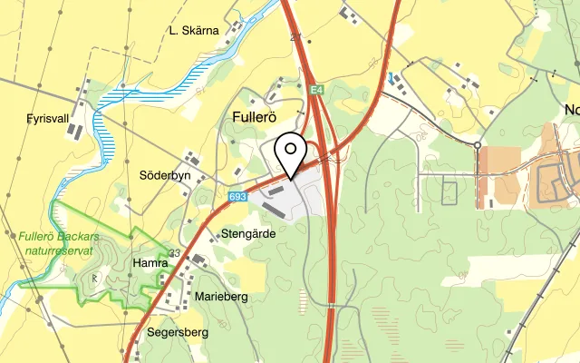 Karta som visar Kocken & Kallskänkan på Fullerö 101, 755 94 Uppsala