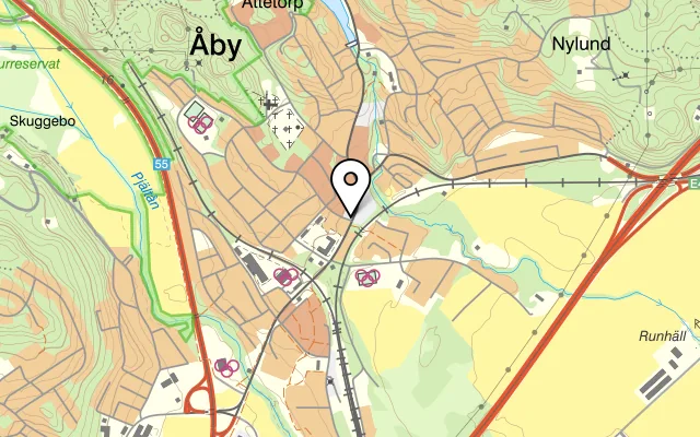 Karta som visar Åby krog på Nyköpingsvägen 19, 616 30 Åby