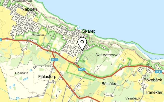Karta som visar Flickorna Lundgren på Skäretvägen 19, 263 72 Nyhamnsläge