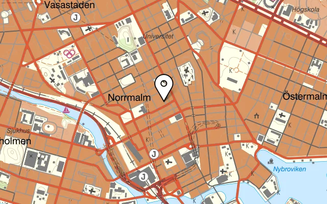 Karta som visar Restaurang Hubertus AB på Drottningatan 88, Holländargatan 9, 111 36 Stockholm
