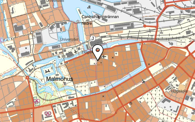 Karta som visar Rådhuskällaren på Kompanigatan 5, 211 35 Malmö