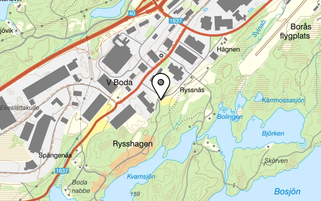 Karta som visar Viareds 2 Kockar på Ryssnäsgatan 15, 504 64 Borås