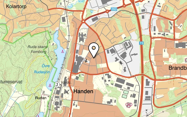 Karta som visar Texas Longhoorn på Vikingavägen 9, 136 38 Handen