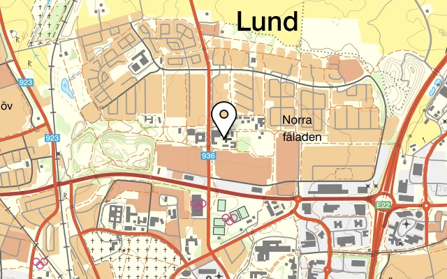 Karta som visar Restaurang Fäladen på Fäladstorget 6, 226 47 Lund