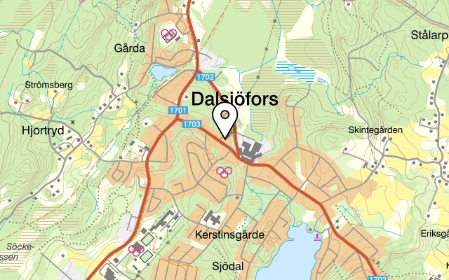 Karta som visar Pizzeria Roma på Storgatan 25, 516 31 Dalsjöfors
