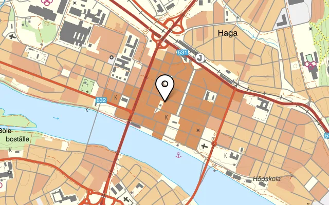 Karta som visar Sen street kitchen på Renmarkstorget 12, 903 26 Umeå