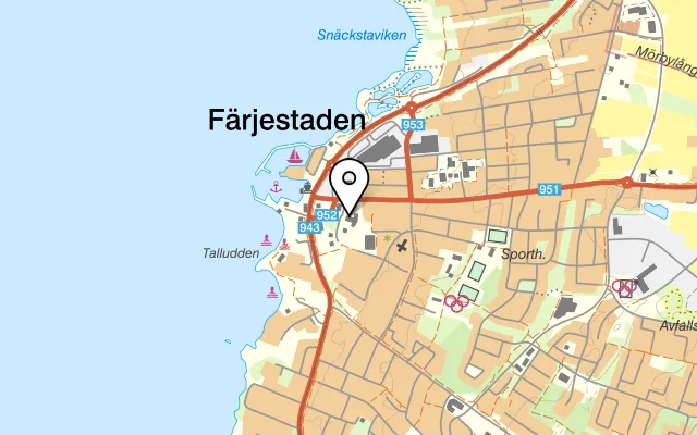 Karta som visar Skansen på Tingshusgatan 1, 386 30 Färjestaden
