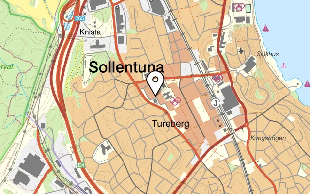Karta som visar Rosabella Pizzeria på Bygatan 42, 191 46 Sollentuna