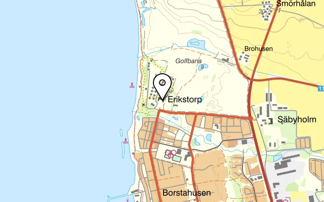 Karta som visar Erikstorps Kungsgård på Lill-olas väg 30, 261 60 Landskrona
