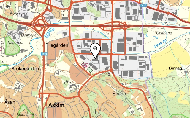 Karta som visar Aquarelle på Stora Åvägen 7, 436 34 Askim