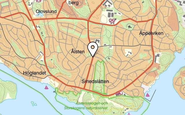 Karta som visar Ålstensgatan 18 Sushi på Ålstensgatan 18, 167 65 Bromma