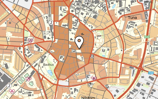 Karta som visar Shady Burgers på Mårtenstorget 7, 223 51 Lund