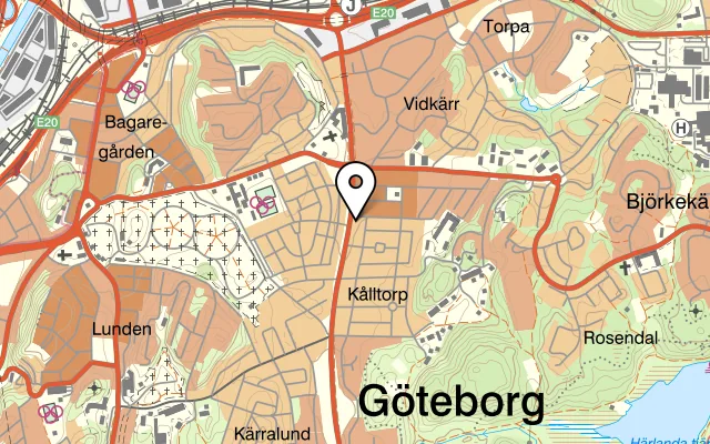 Karta som visar Pizzabageriet på Munkebäcksgatan 14, 416 53 Göteborg