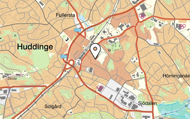 Karta som visar Melins på Sjödalstorget 11, 141 47 Huddinge, Sweden