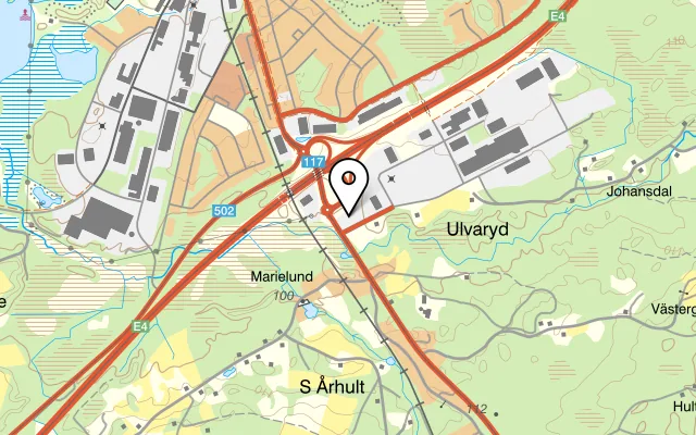 Karta som visar Rasta Markaryd på Ulvarydsvägen 1, 285 35 Markaryd