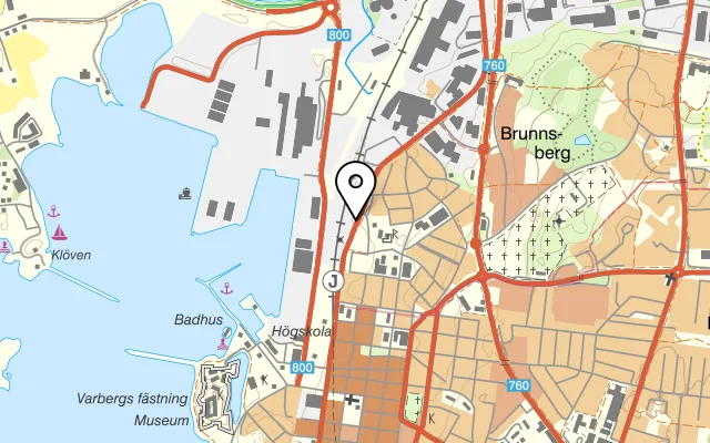 Karta som visar Don Camillo Pizzeria på Birger Svenssons väg 40, 432 40 Varberg