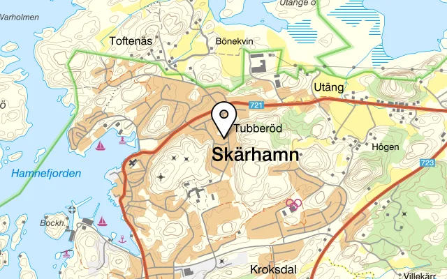 Karta som visar Tubberödshus restaurang på Södra Hamnen 6, 471 32 Skärhamn