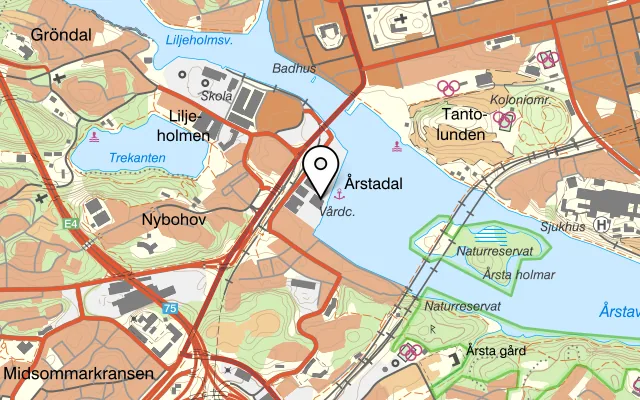 Karta som visar Marrakech Resturang på Marieviksgatan 19a, 117 43 Stockholm