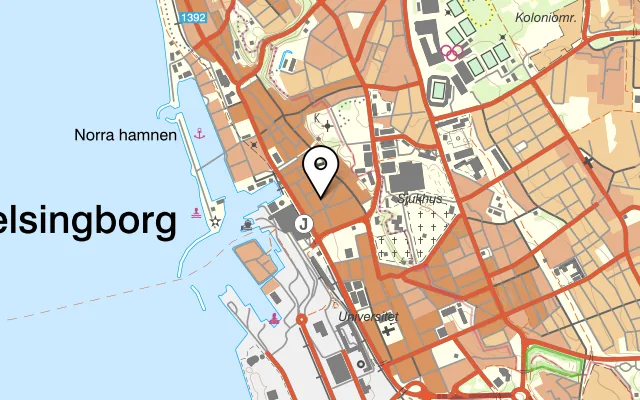 Karta som visar Old Times på Bruksgatan 24, 252 23 Helsingborg