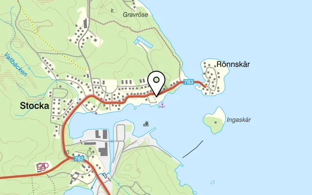 Karta som visar Café och Restaurang Måsen på Strandvägen 20, 820 74 Stocka