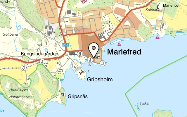 Karta som visar Gripsholms Värdshus på Kyrkogatan 1, 647 30 Mariefred