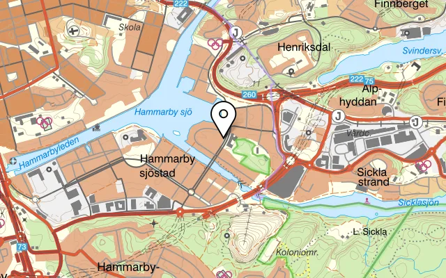 Karta som visar Namaskaar på Lugnets Allé 67, 120 67 Stockholm