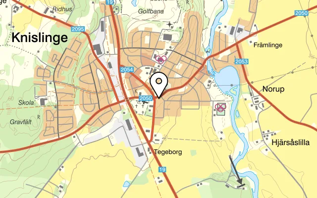 Karta som visar Restaurang Snapphanen på Brogatan 1B, 289 33 Knislinge