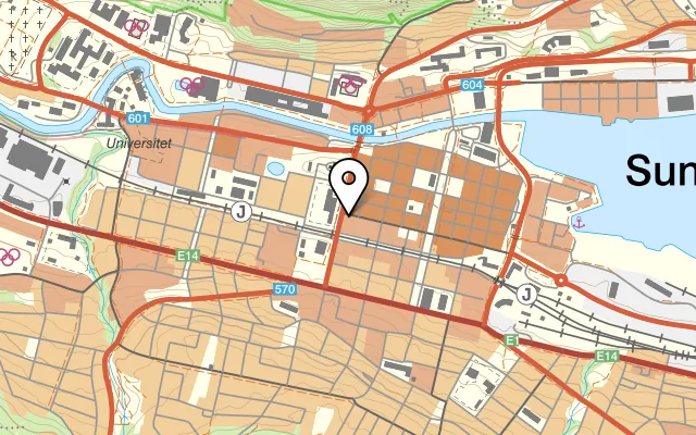 Karta som visar Restaurang Brandstation på Köpmangatan 29, 852 32 Sundsvall
