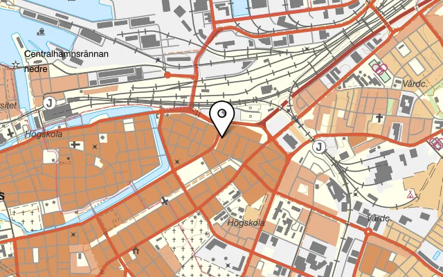Karta som visar Fredo's Pizzagastronomia på Drottninggatan 2, 212 11 Malmö