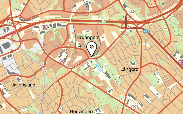 Karta som visar Pizzeria Lugano på Fredrika Bremers gata 63, 129 50 Hägersten