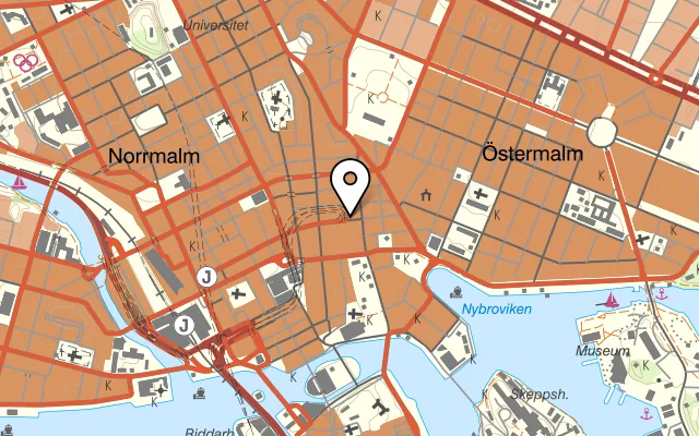 Karta som visar 1889 Fast Fine Pizza på Mäster Samuelsgatan 18, 111 44 Stockholm