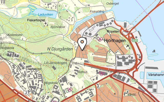 Karta som visar Texas Longhorn på Norra Djurgårdsstaden, Lövängsgatan 14, 16a, 115 44 Stockholm