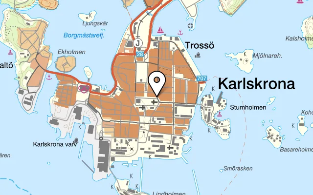 Karta som visar The Fox and Anchor på Ronnebygatan 38, 371 33 Karlskrona, Sweden