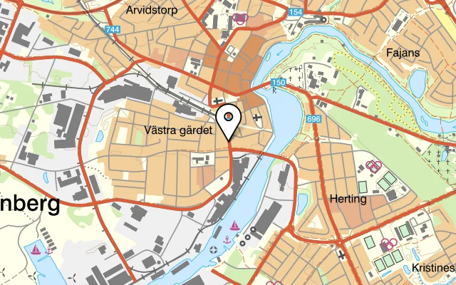 Karta som visar Pizzeria La Casa på Södergatan 7, 311 74 Falkenberg