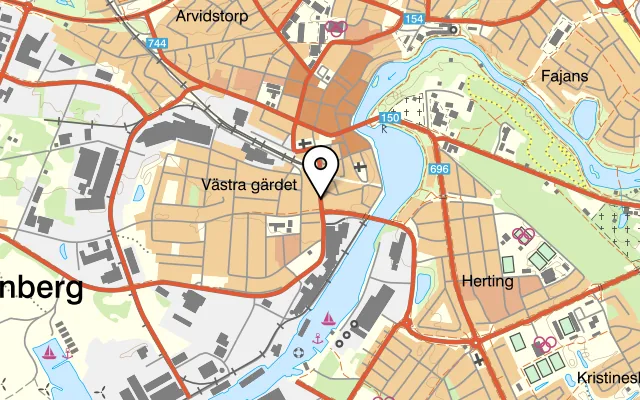 Karta som visar La Casa Pizzeria på Södergatan 7, 311 74 Falkenberg