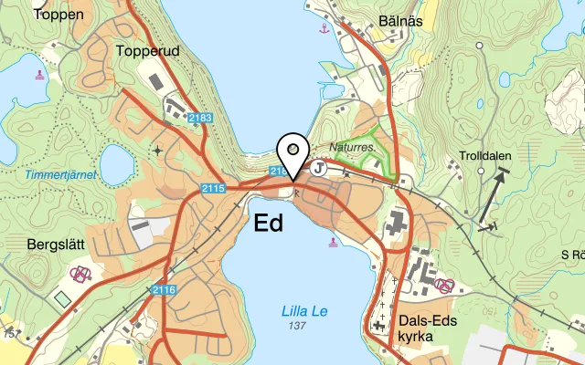 Karta som visar Pizzeria Dilan på Storgatan 35, 668 30 Ed