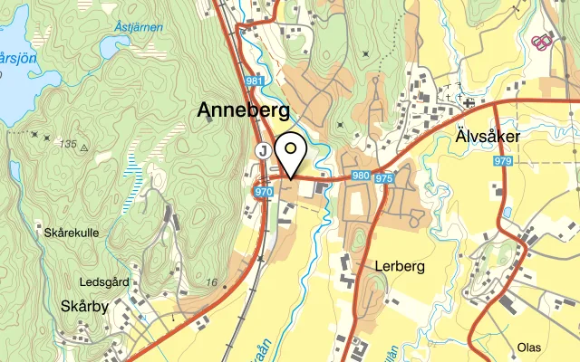 Karta som visar Annebergs Pizzeria på Älvsåkersvägen 2, 434 96 Kungsbacka
